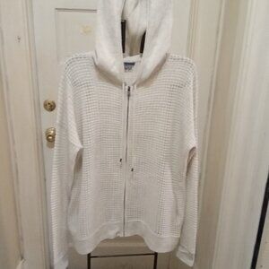 Vince Sz M Cashmere Cardigan Hoodie - patterned Knit light gray and lightweight